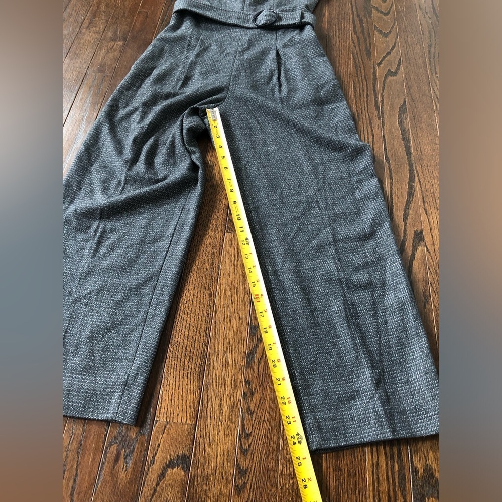Club Monaco Women’s 00 Black/Gray Tweed Textured Hidden Zipper Cropped Jumpsuit - Picture 11 of 15